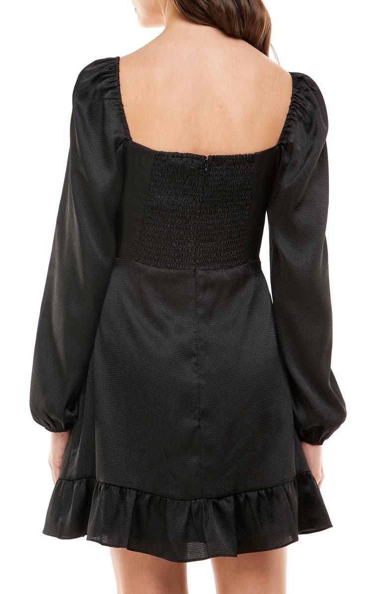 WAYF Pinkie Promise Long Sleeve Textured Satin Dress, Alternate, color,