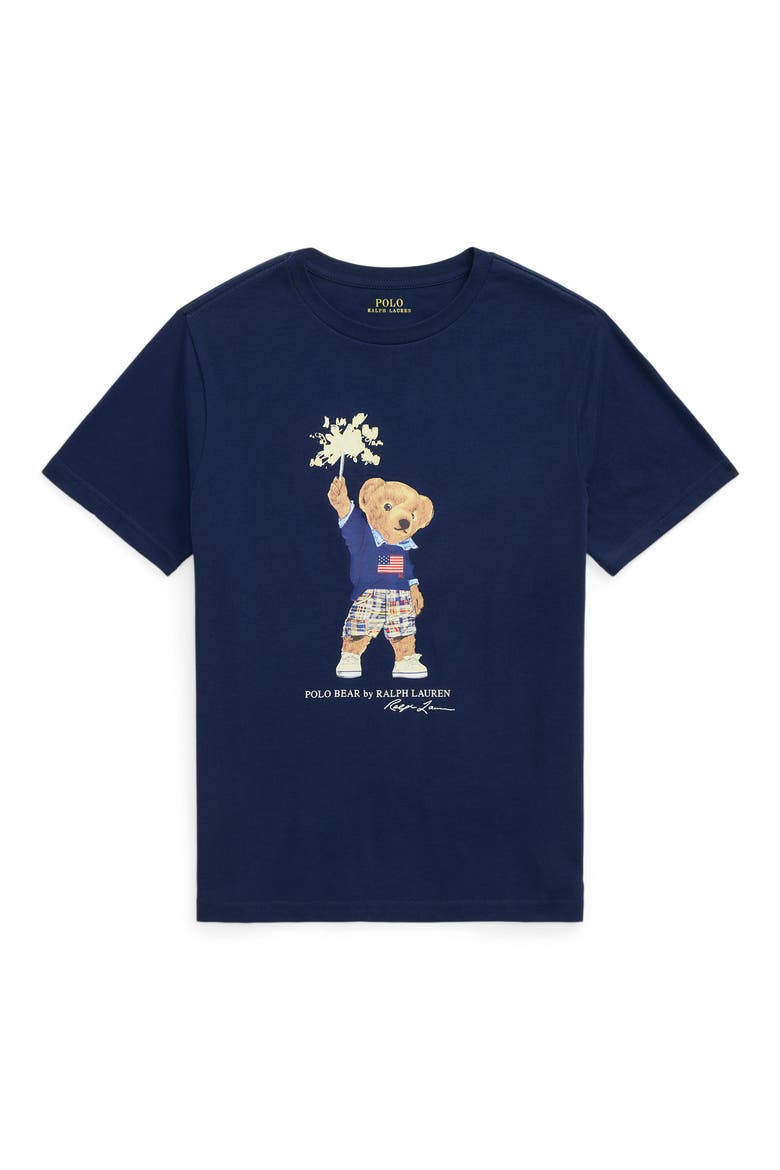 Kids' Polo Bear Graphic T-Shirt, Main, color, NAVY