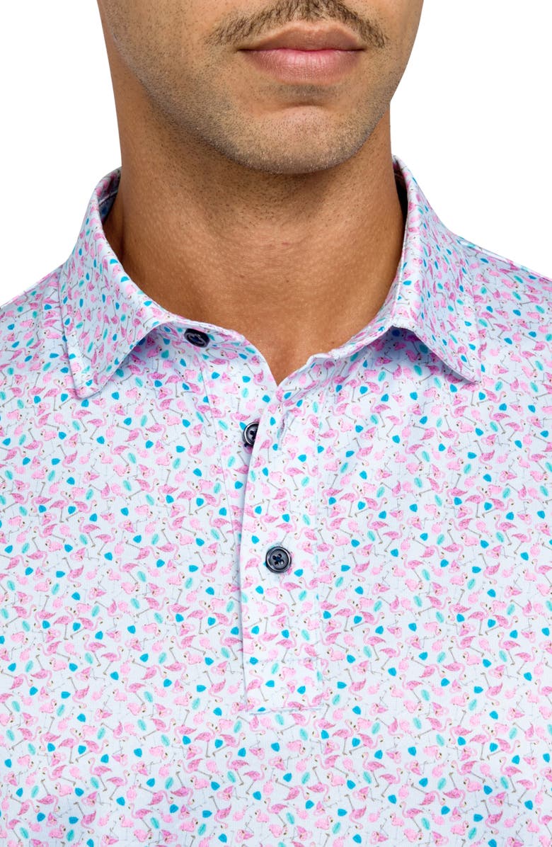 CONSTRUCT Micro Flamingo Print Performance Golf Polo, Alternate, color, Pink