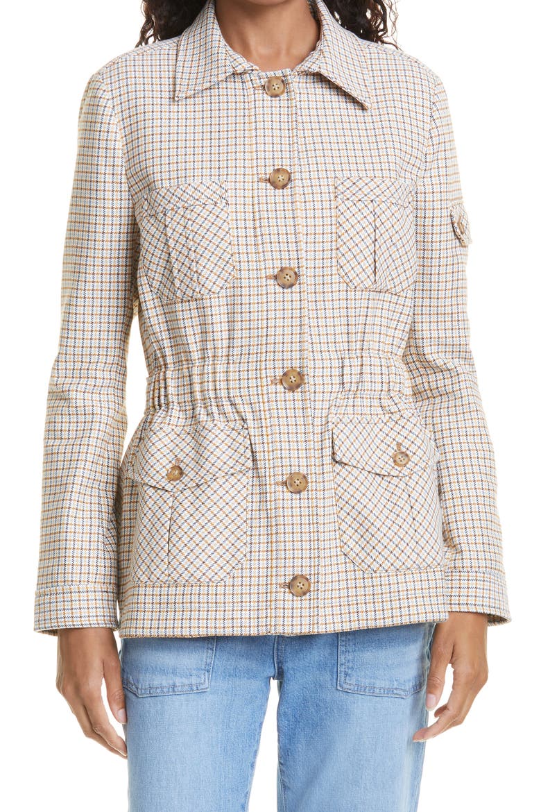 Check Camp Jacket, Main, color, WHITE MULTI