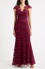 Eliza J Illusion Yoke Lace Trumpet Gown