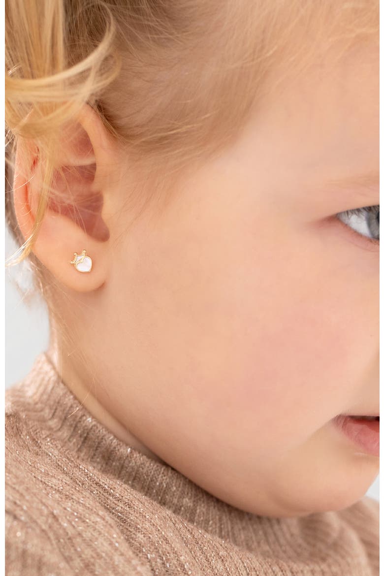 14k Mother of Pearl Princess Heart, Alternate, color, White
