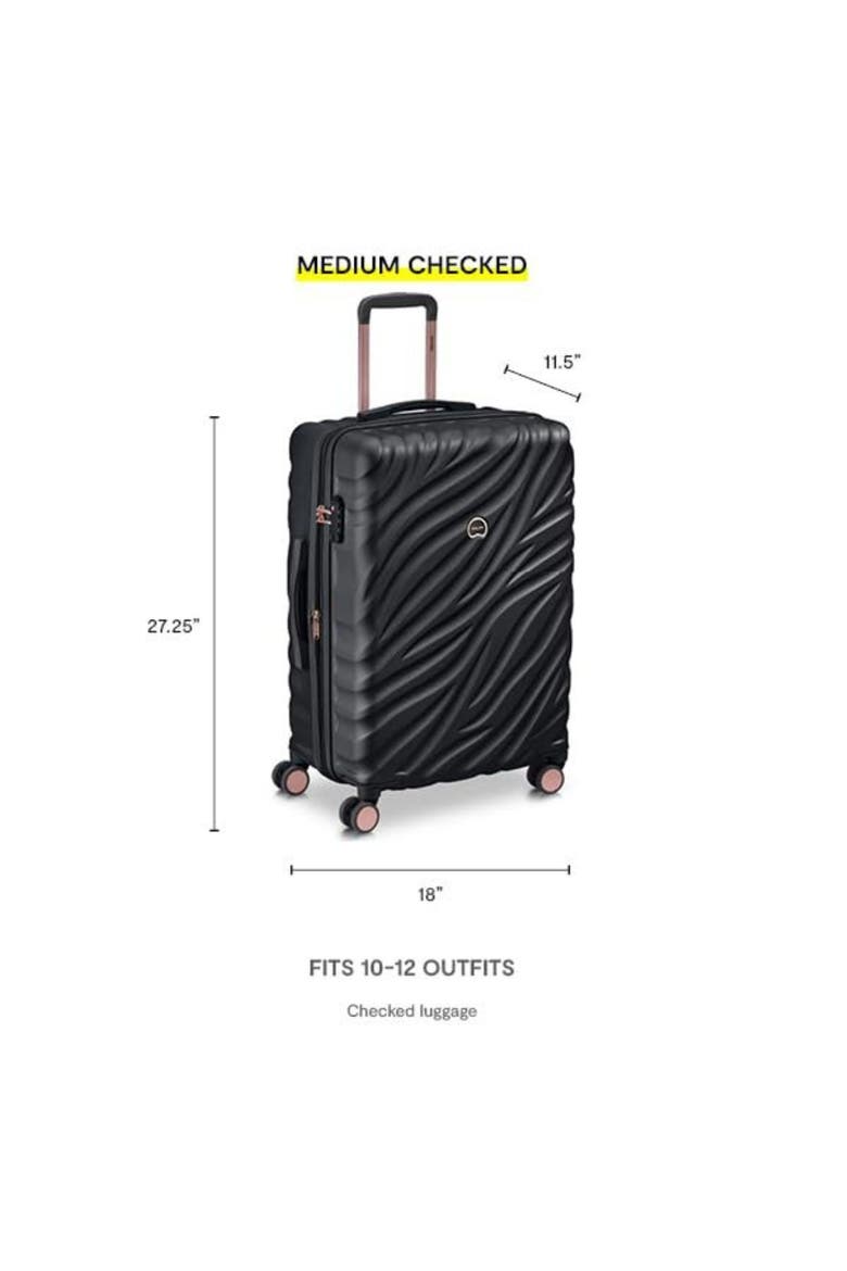 Delsey Alexis Lightweight Luggage-Checked Medium (23"-26"), Alternate, color, Black/Rose Gold