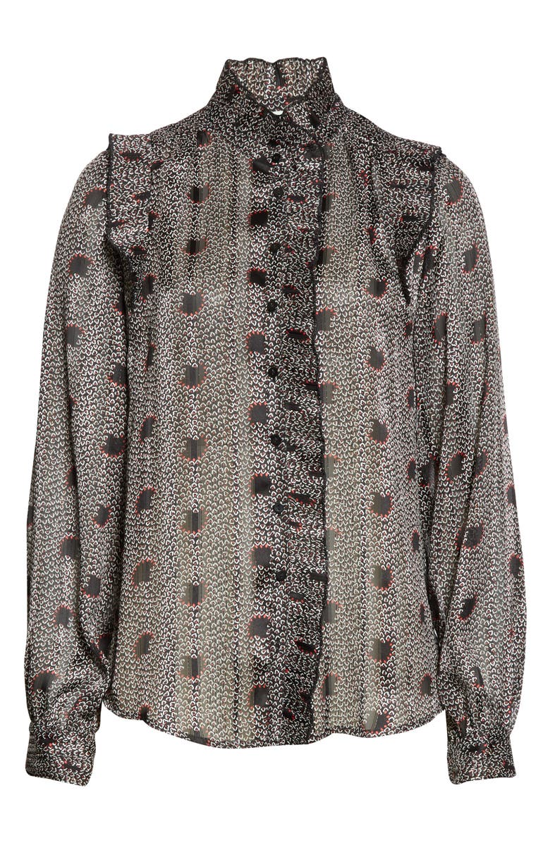 ba&sh Precious Pleated Ruffle Detail Long Sleeve Blouse, Alternate, color,