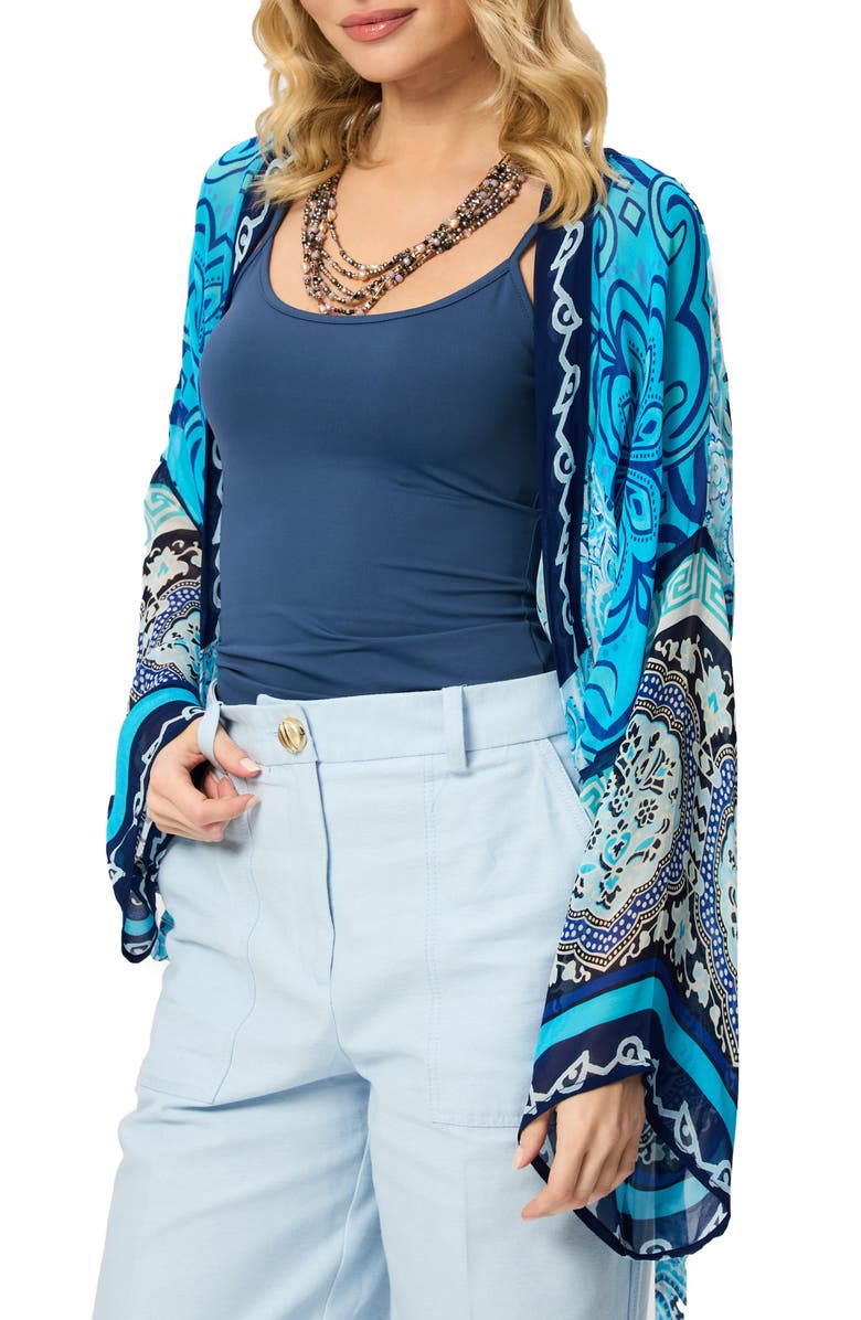 SAACHI Paisley Tie Front Tunic, Alternate, color, Blue