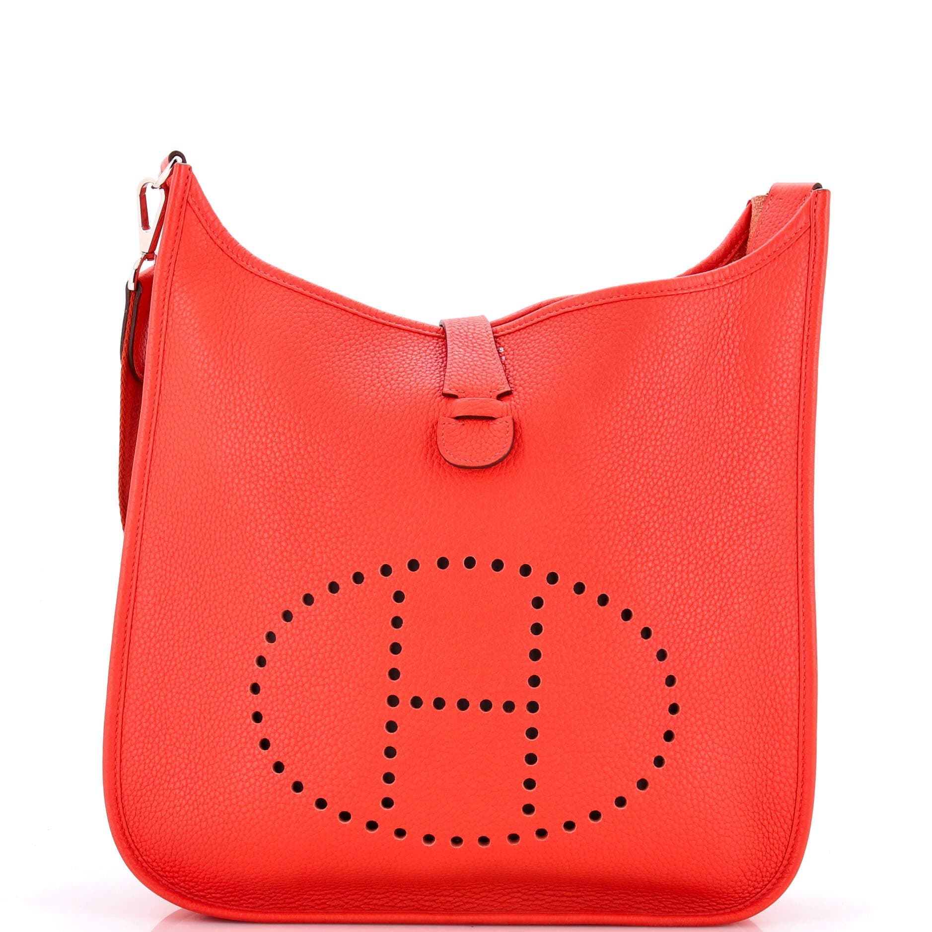 Pre-Owned Hermes Evelyne Bag Gen III Clemence GM, Main, color, Rouge Pivoine