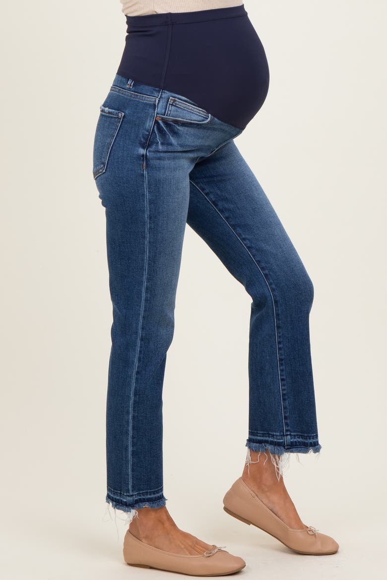 Released Hem Cropped Straight Leg Maternity Jeans, Alternate, color, Navy Blue