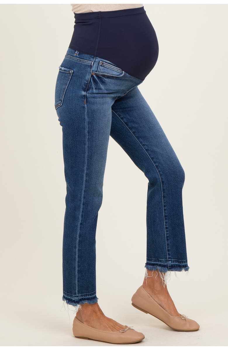 PinkBlush Released Hem Cropped Straight Leg Maternity Jeans, Alternate, color, Navy Blue