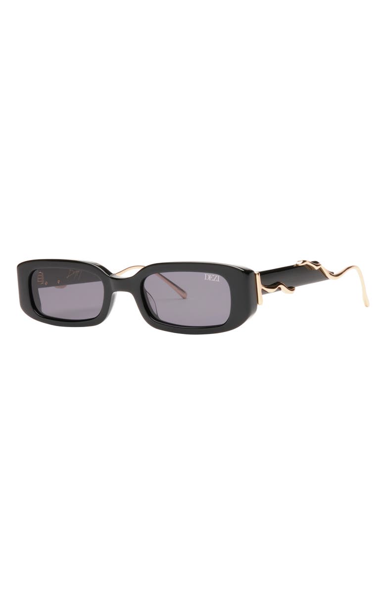 DEZI Lil Drippy 49mm Rectangular Sunglasses, Alternate, color, Lil Drippy Black / Dark Smoke