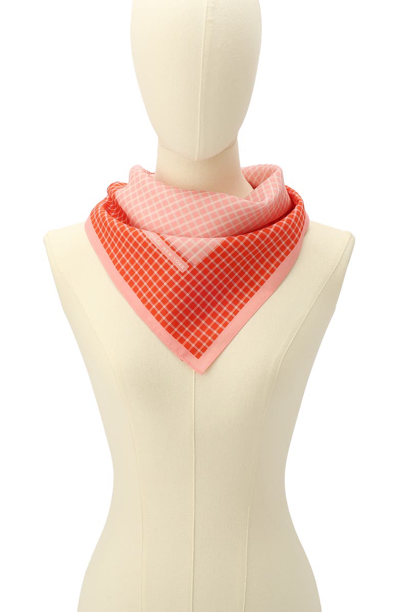 Kate Spade New York petite windowpane check square cotton & silk bandana, Alternate, color,