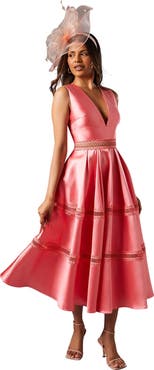Coast Petite Plunge Neck Twill Midi Dress