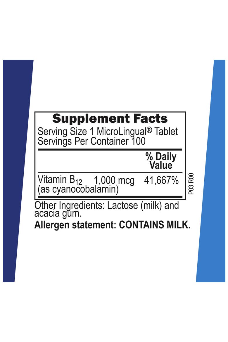 Vitamin B-12 Cyanocobalamin Sublingual Dissolvable Tablets, Alternate, color, White