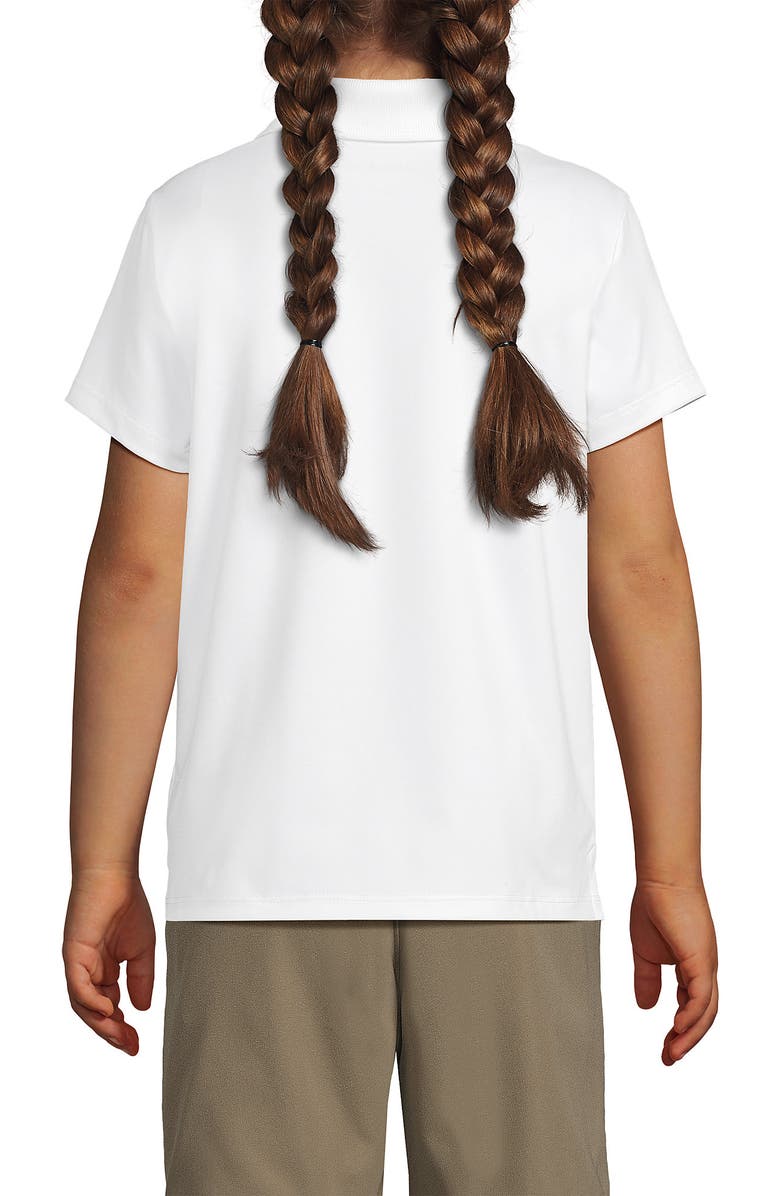 Lands' End School Uniform Girls Short Sleeve Feminine Fit Rapid Dry Polo Shirt, Alternate, color, White