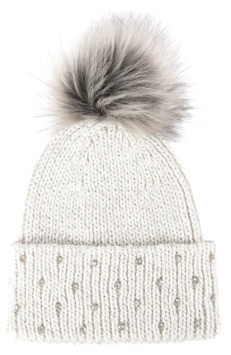 San Diego Hat Pompom Beanie, Main, color, Silver