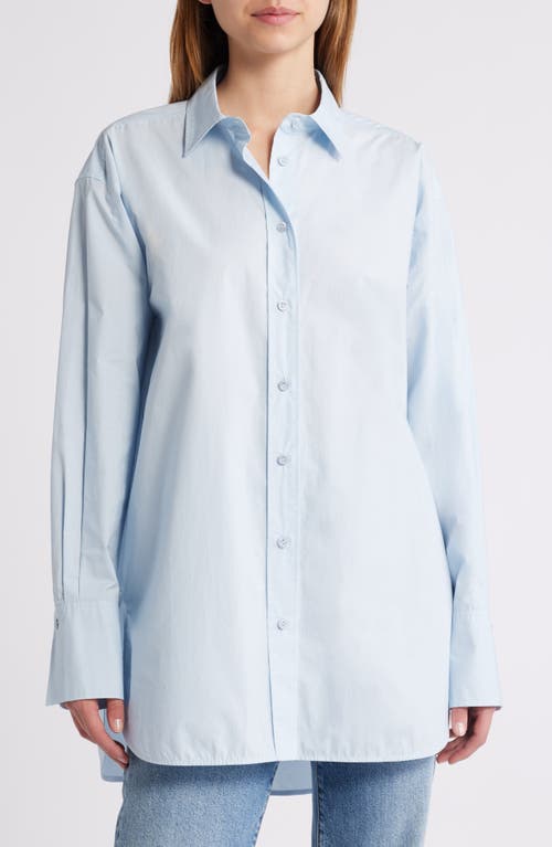 Shop Frame The Oversize Cotton Button-up Shirt In Light Chambray