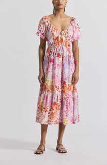 Derek Lam 10 Crosby Laine Floral Print Tiered Midi Dress