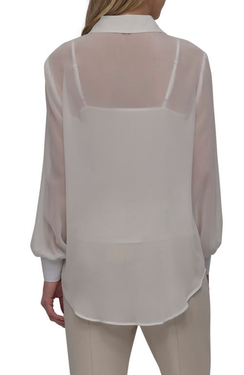 Dkny Chiffon Button-up Shirt In Ivory