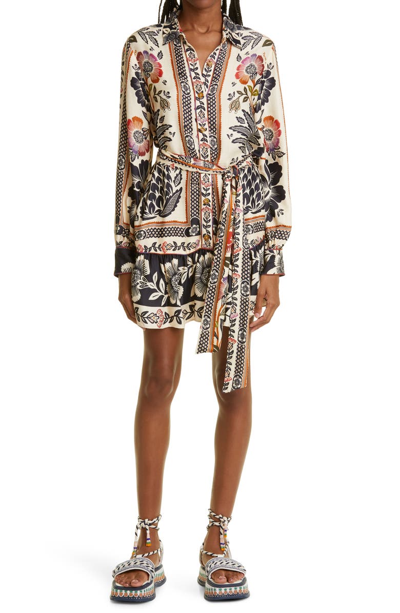 FARM Rio Romantic Garden Long Sleeve Shirtdress, Main, color,