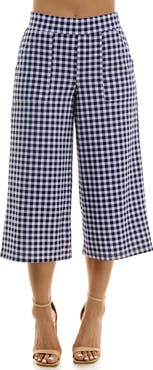 Nina Leonard Gingham Crop Wide Leg Pants