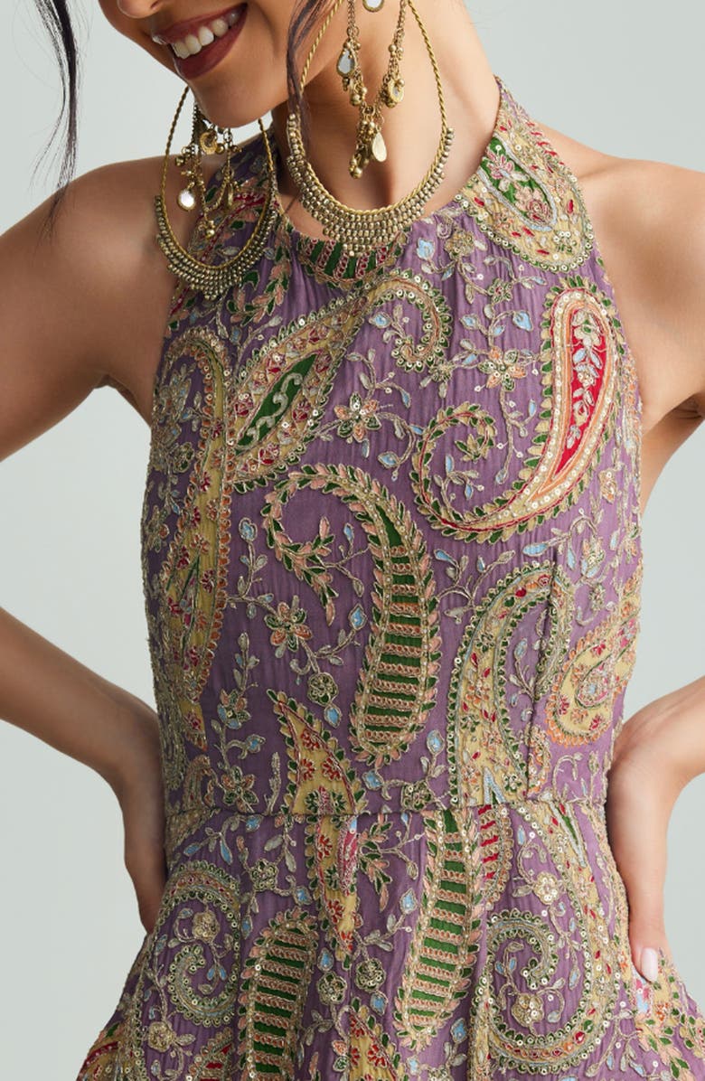 holiCHIC Zena Embellished Halter Gown, Alternate, color, Purple