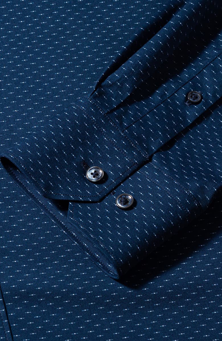 Bugatchi Shaped Fit Microprint Stretch Button-Up Shirt, Alternate, color,
