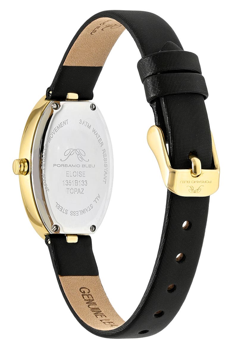 Women's Eloise Oval Guilloche Dial Topaz Leather Watch, Alternate, color, BLACK/ WHITE