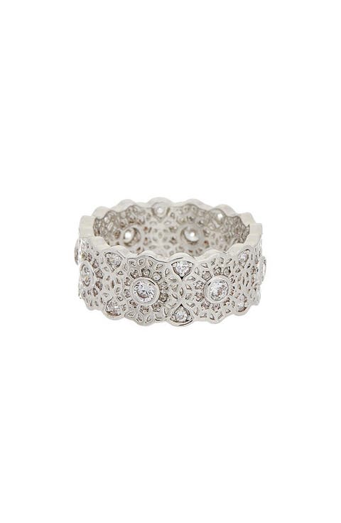 Cubic Zirconia Filigree Eternity Ring