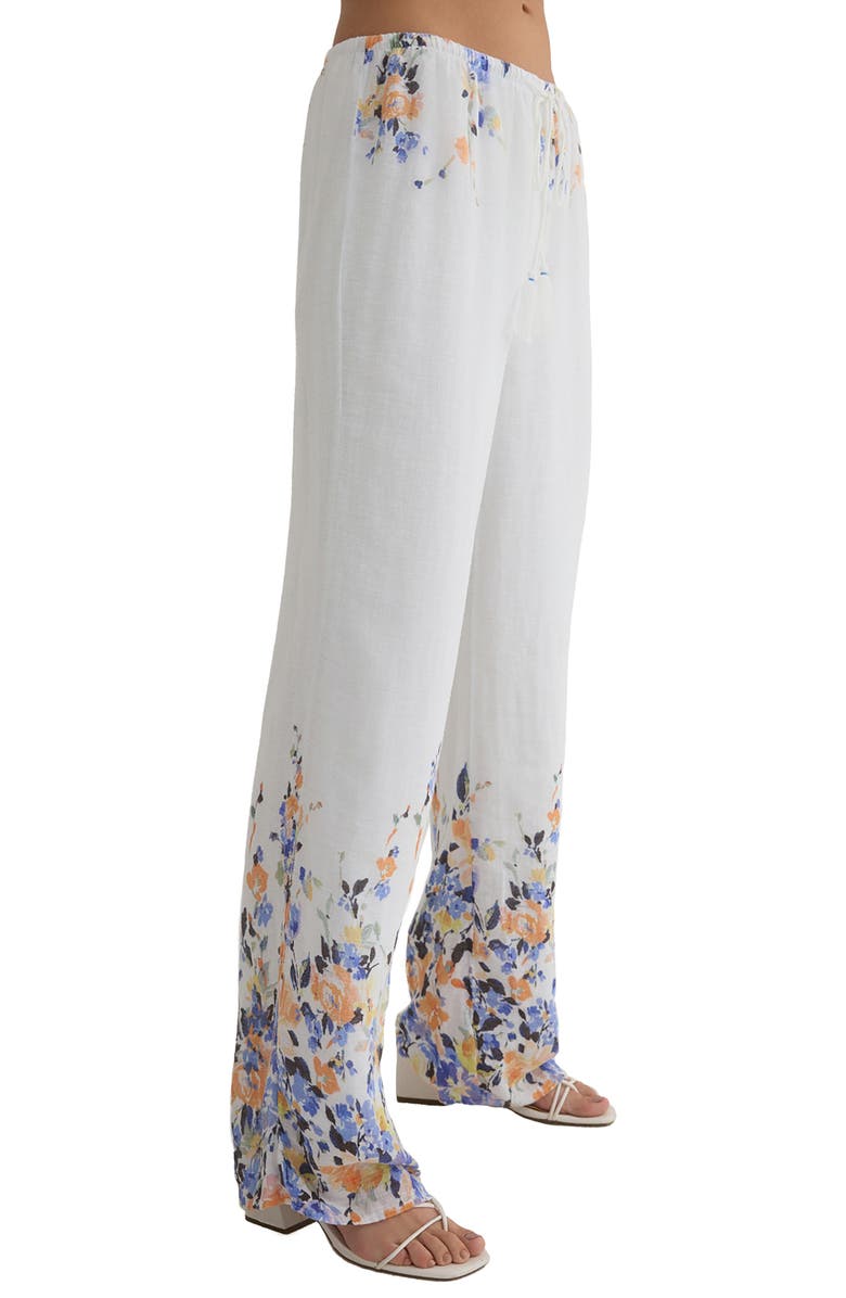 Bella Dahl Floral Border Print Drawstring Wide Leg Pants, Alternate, color,
