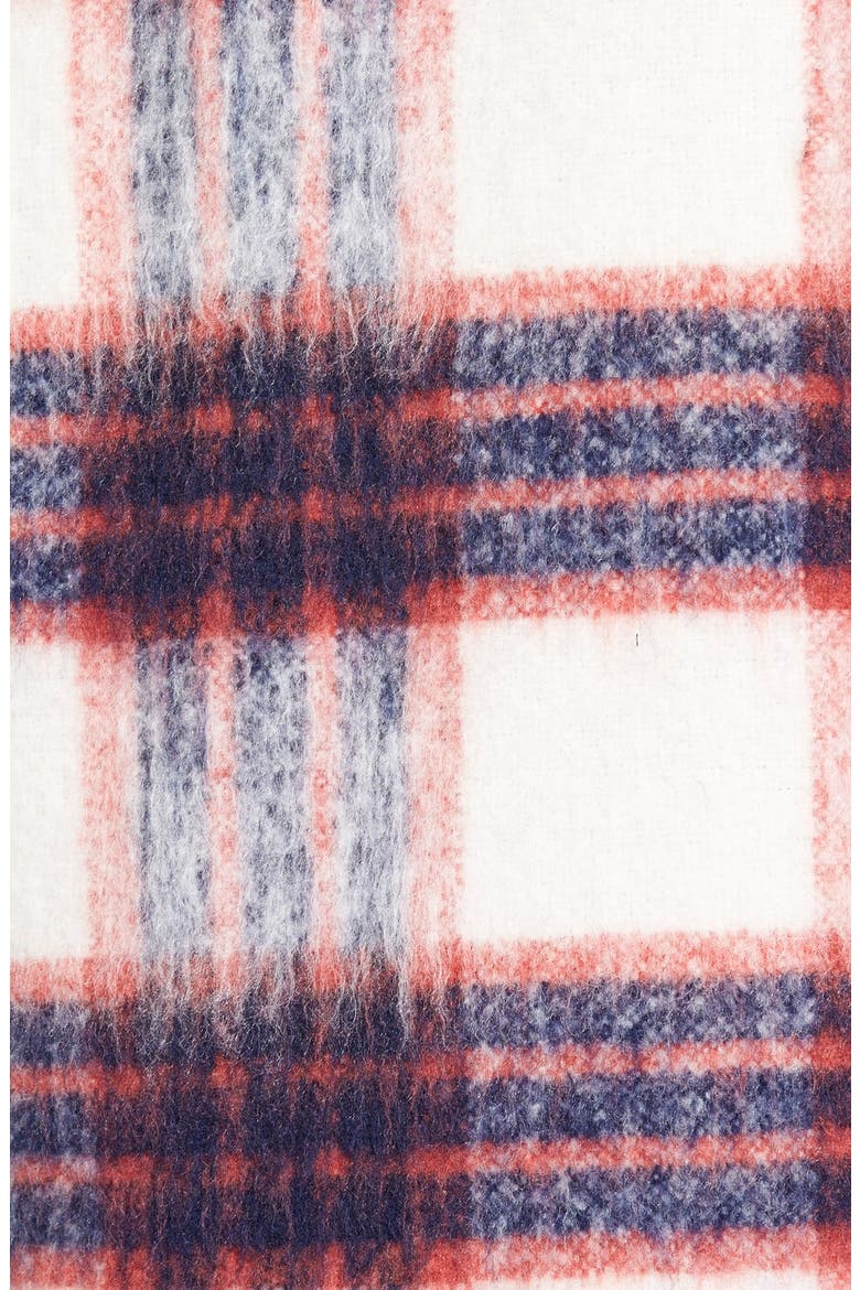 Brushed Plaid Reefer Coat, Alternate, color, NAVY PLAID