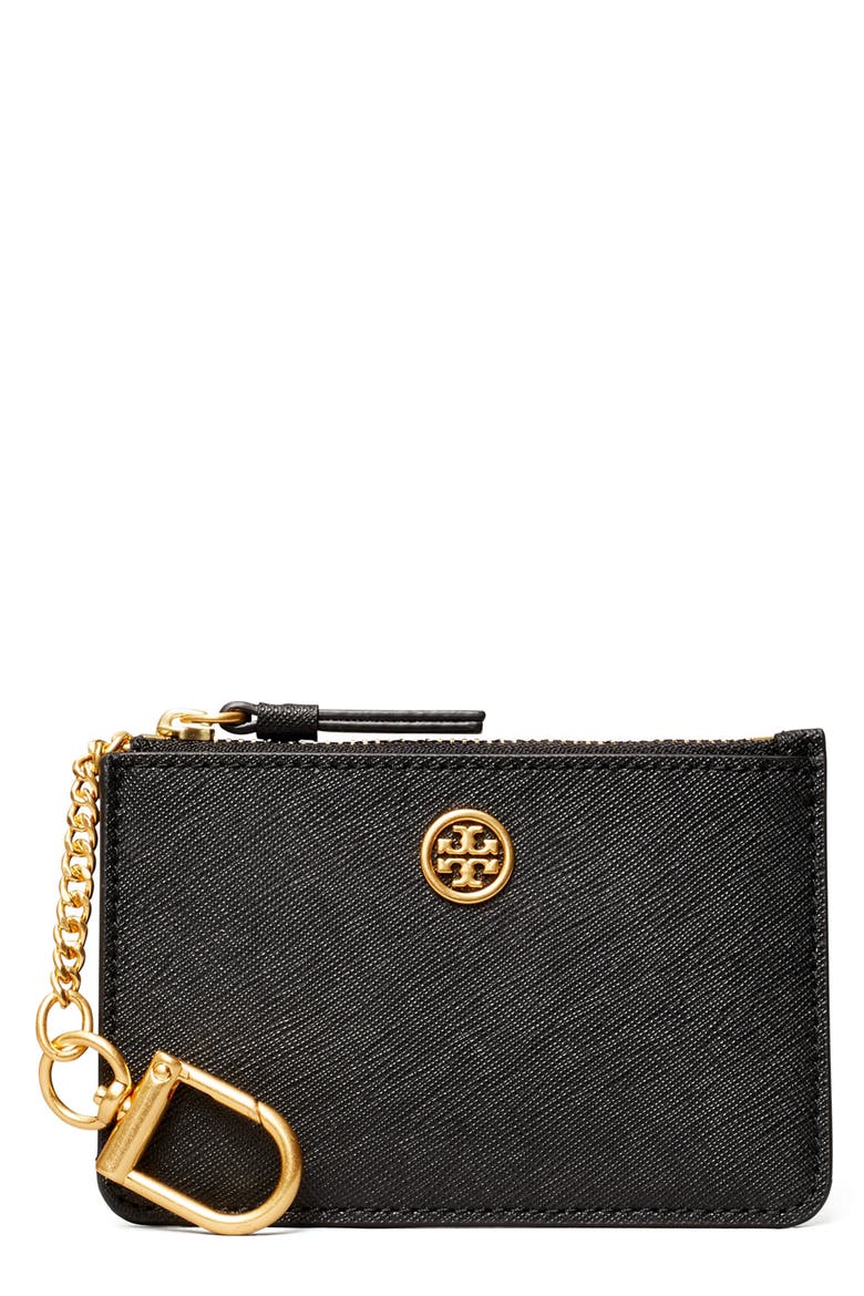 TORY BURCH ROBINSON KEY CASE ブラック Robinson Leather Card Case with Key Chain (Women) | Nordstrom