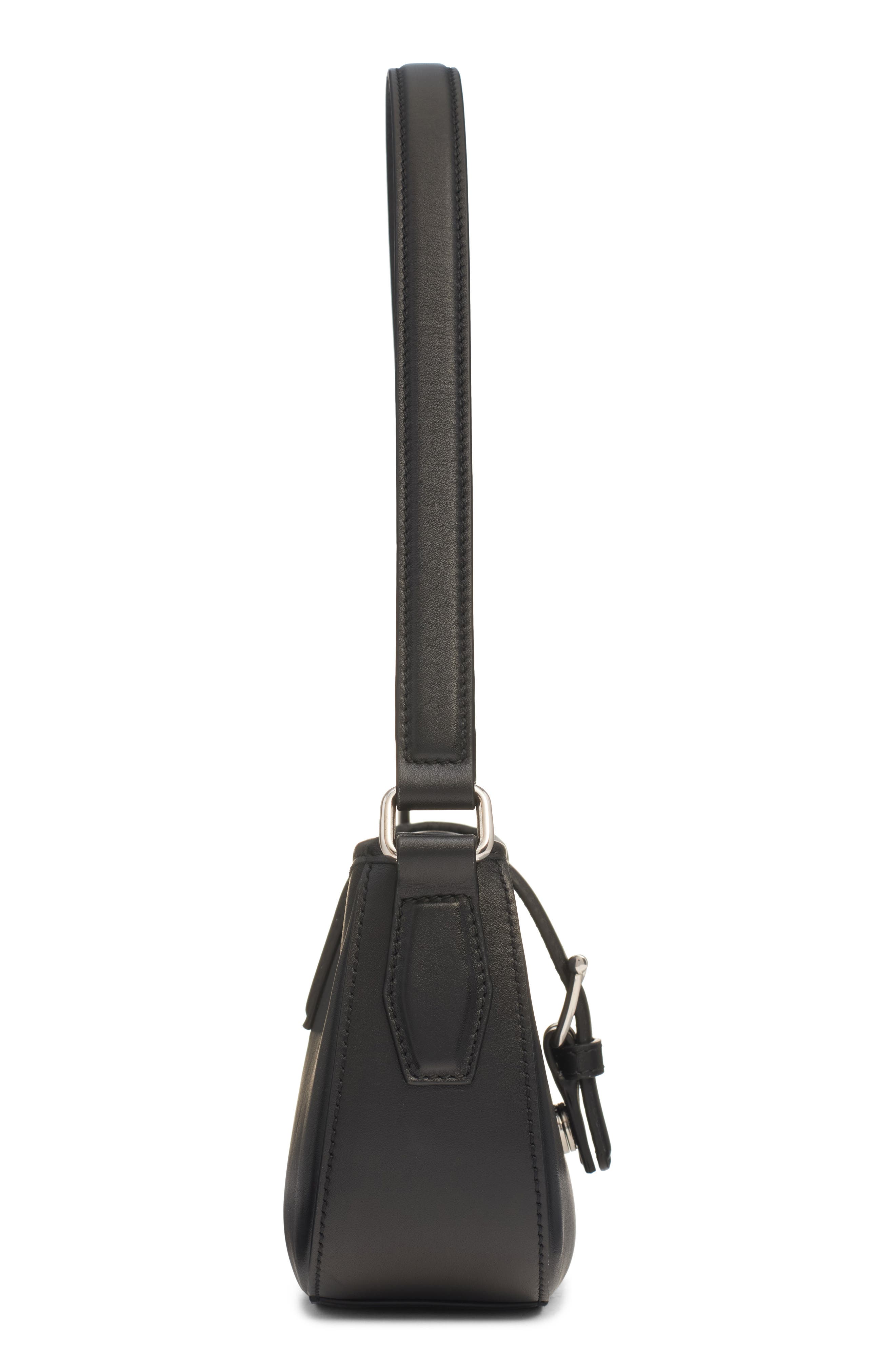 McQueen Mini T-Bar Leather Shoulder Bag, Alternate, color, Black/ Silver