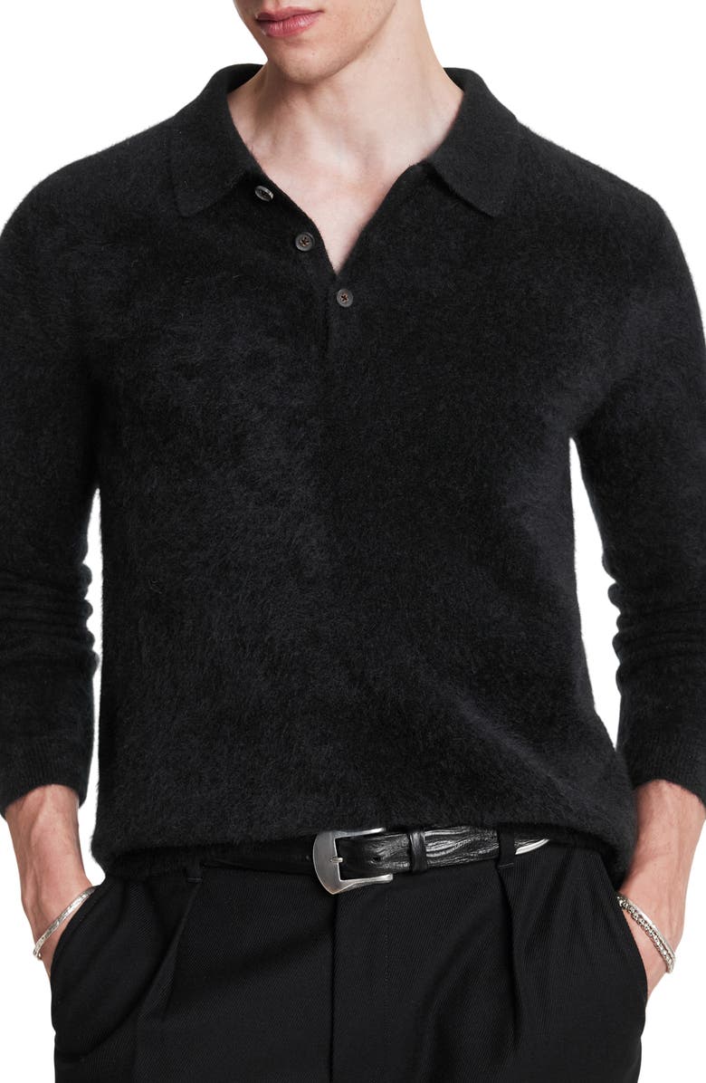 John Varvatos Verona Long Sleeve Cashmere Polo Sweater, Alternate, color,