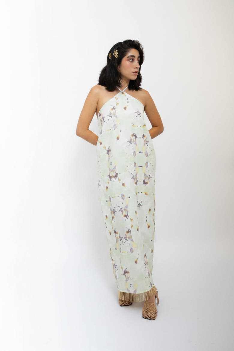 Camellia Midi Dress, Main, color, Green