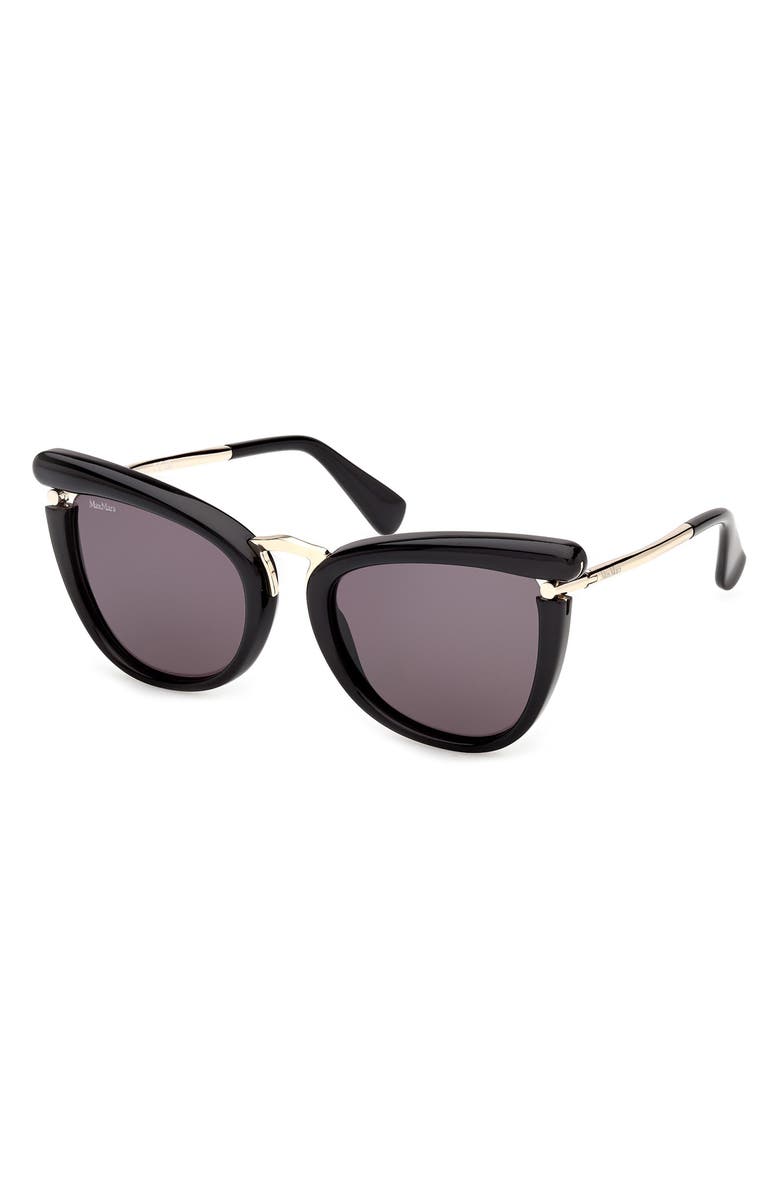 Max Mara 55mm Cat Eye Sunglasses, Alternate, color, Black / Pale Gold / Smoke