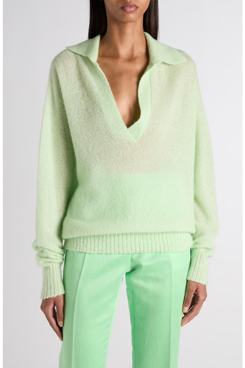 Johnny Collar Cashmere & Silk Blend Sweater, Main, color, GLASS GREEN