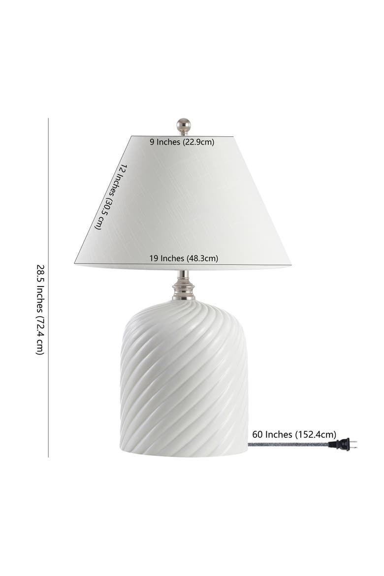 Serge Swirl 28.5" Ceramic Bohemian Glam LED Table Lamp, White, Alternate, color, White