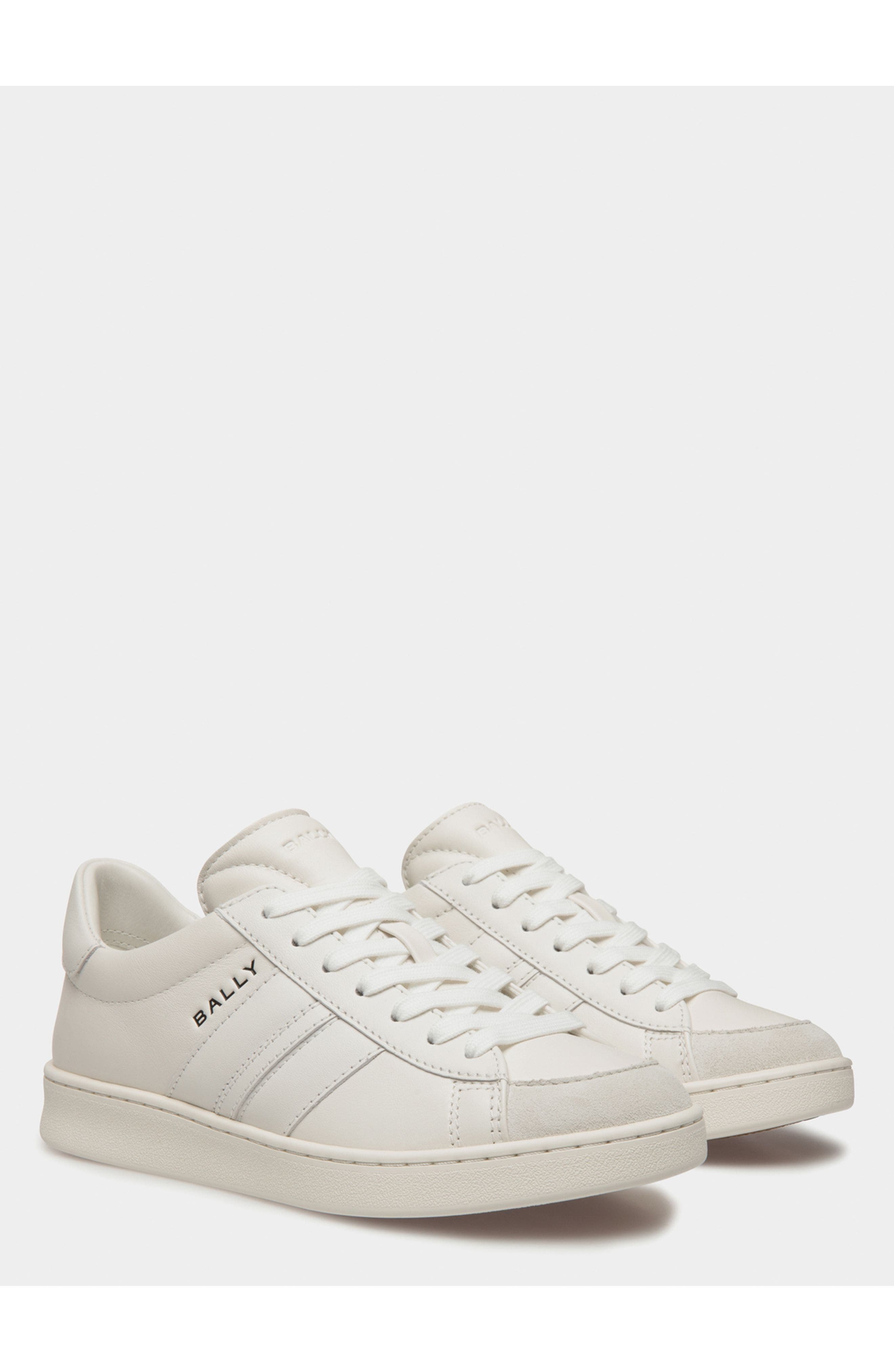 Bally Tennis Sneaker in Plain Calf Leather, Alternate, color, White