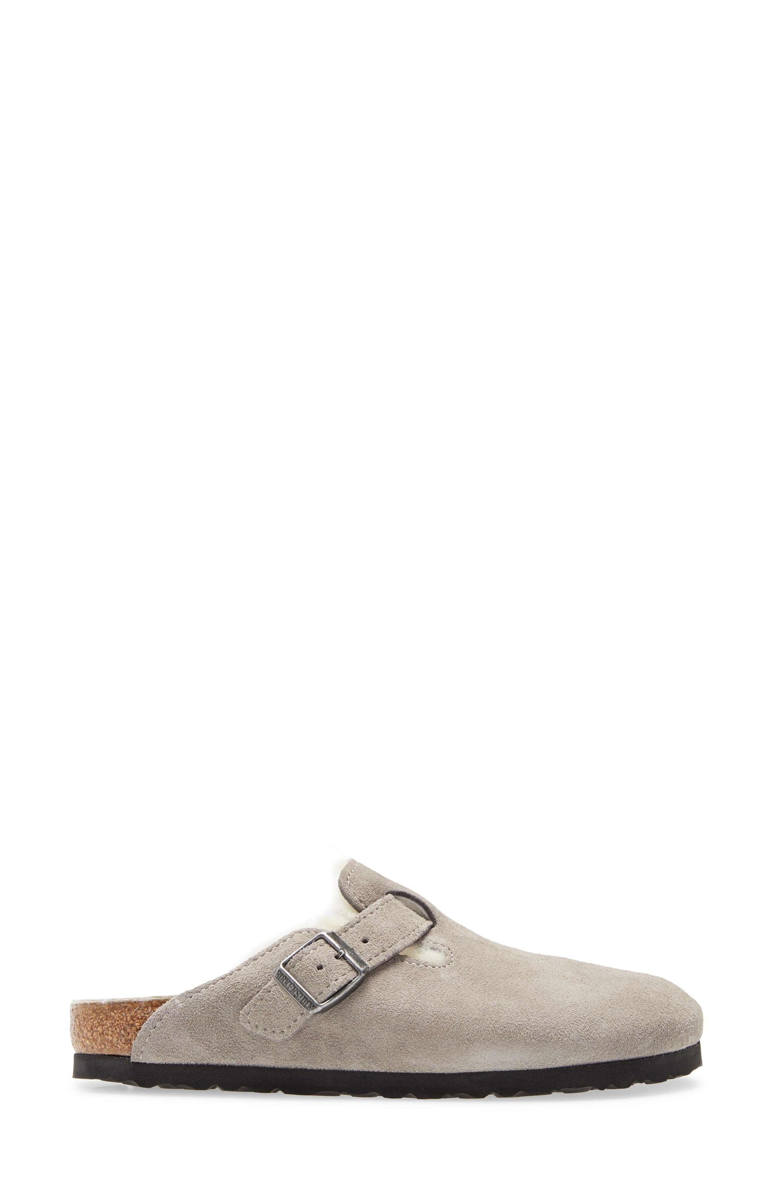 Boston Genuine Shearling Lined Clog, Alternate, color, STONE COIN SUEDE