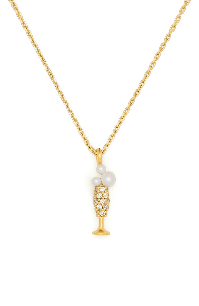 Kate Spade New York here's to you pendant necklace, Main, color, Cream Multi