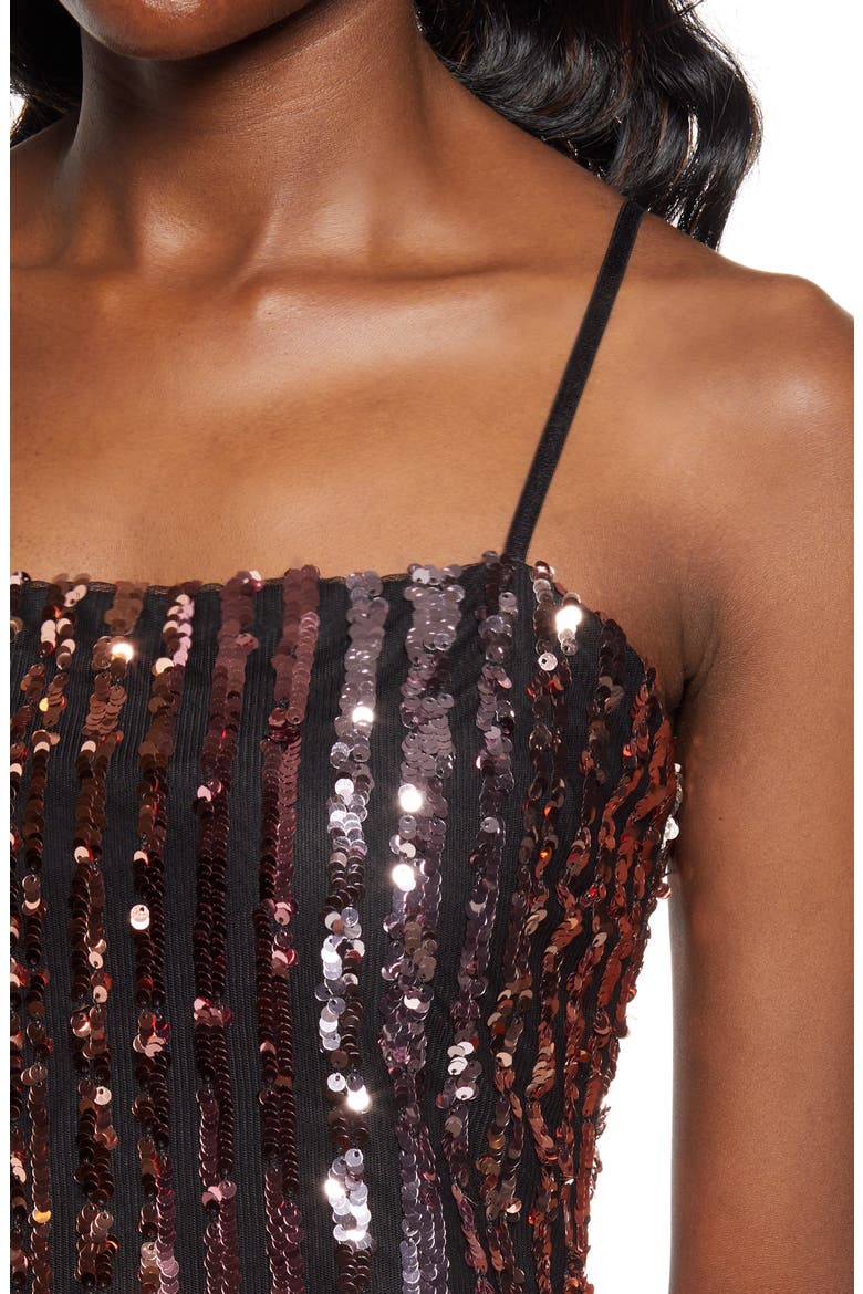 Stripe Sequin Cocktail Minidress, Alternate, color, BLACK/ MULTI