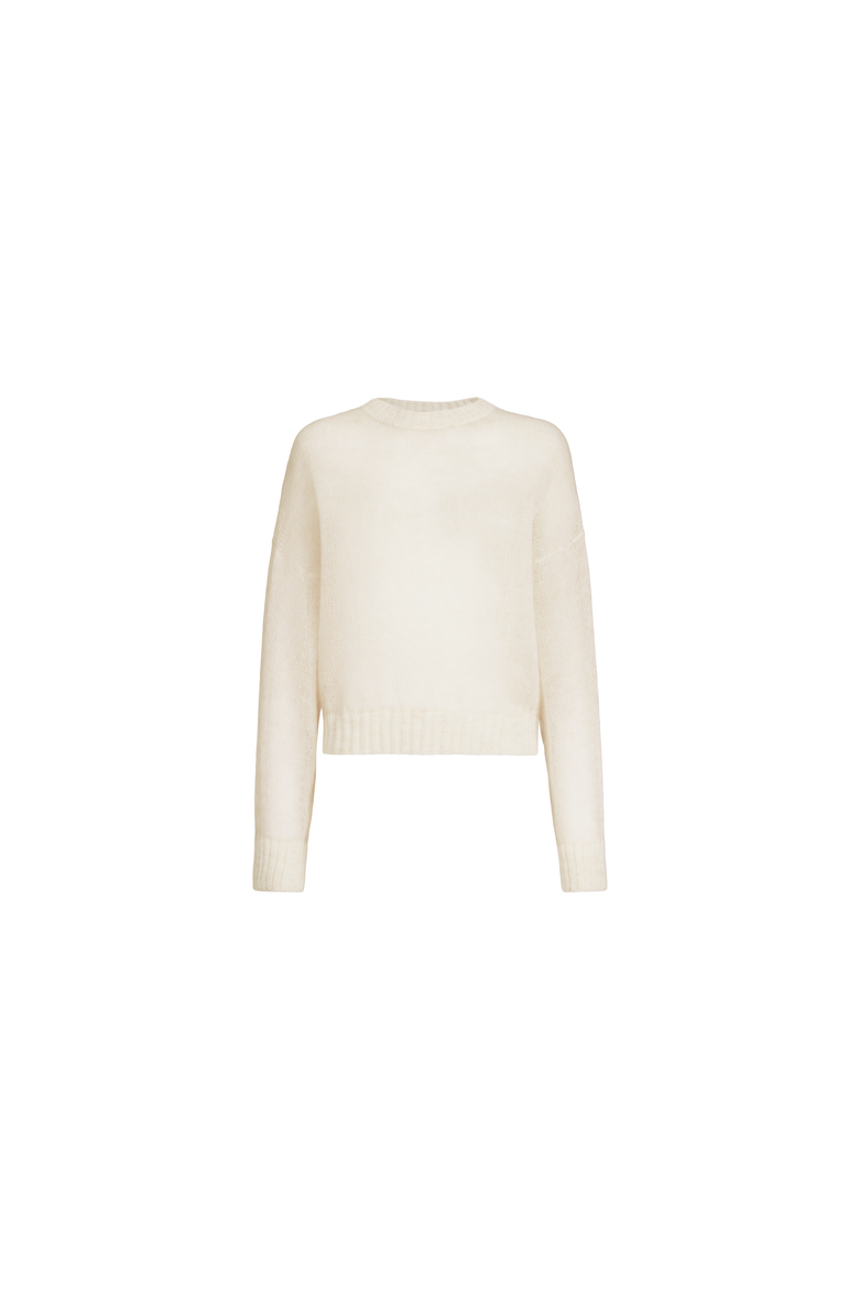 Mohair and wool sweater with monili, Alternate, color, Ivory