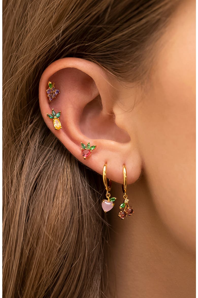 Cherry Sweet Hoop Earrings, Alternate, color, GOLD