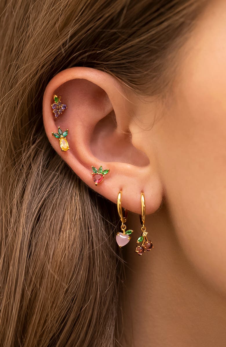 Girls Crew Cherry Sweet Hoop Earrings, Alternate, color, Gold