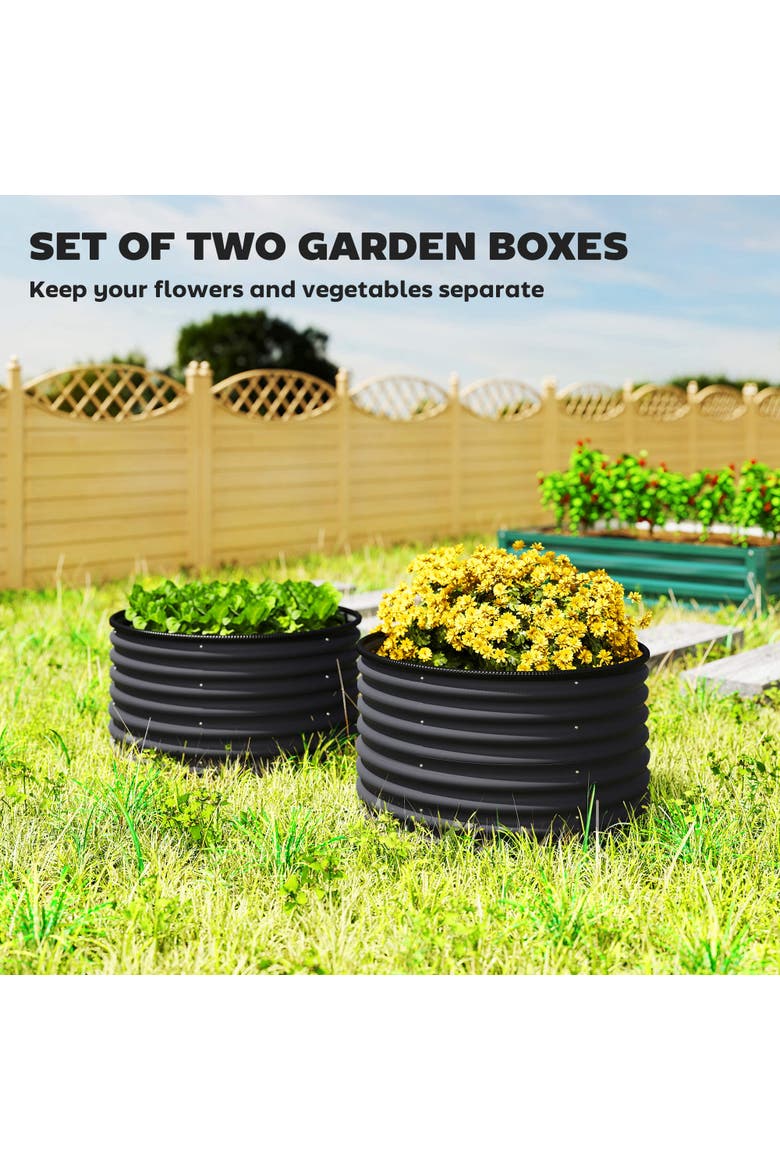 Raised Set of, Planters for Plants with Safety, Alternate, color, Dark Gray