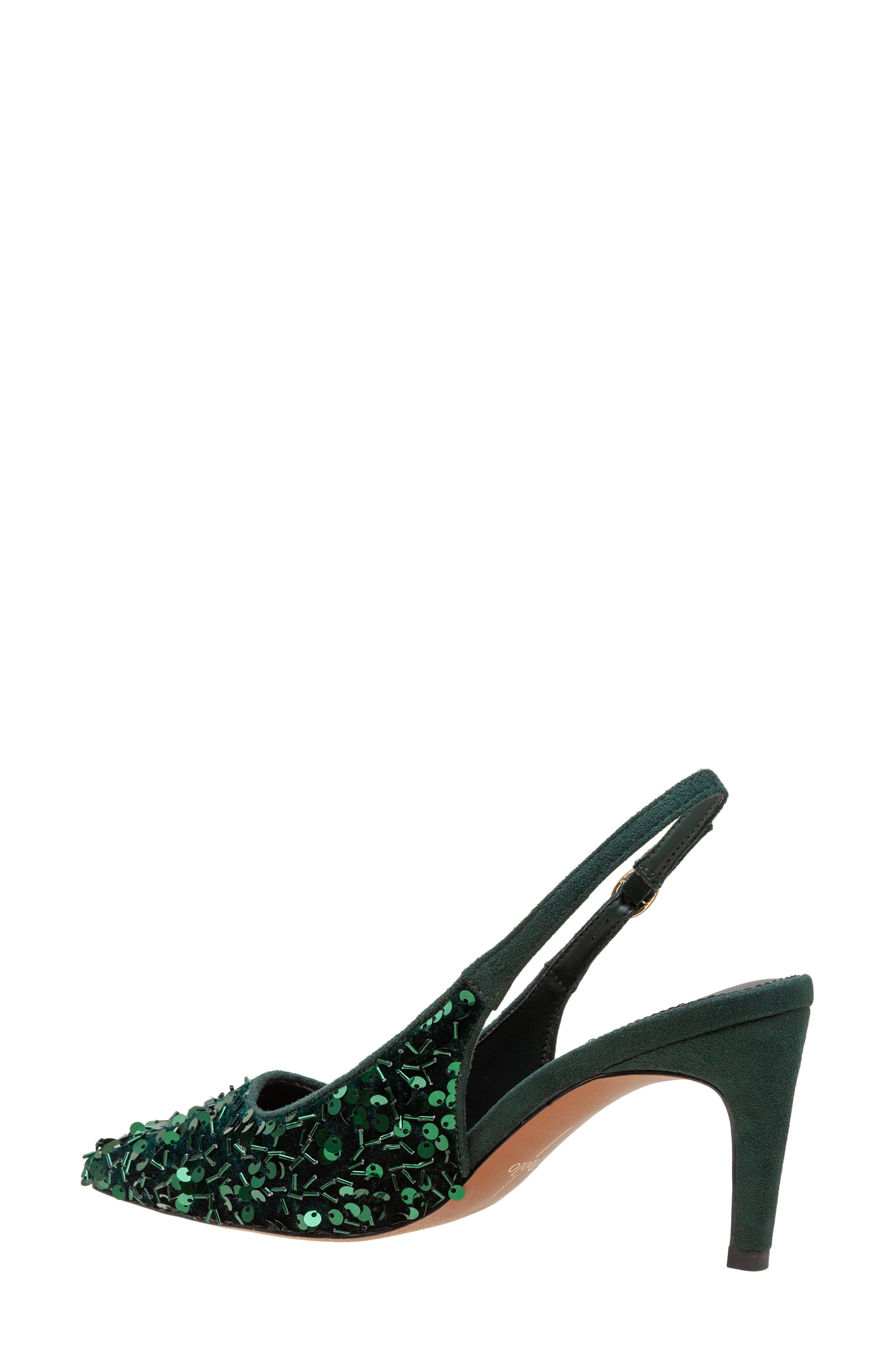 Linea Paolo Cosmo Beaded Pointed Toe Slingback Pump, Alternate, color, Green