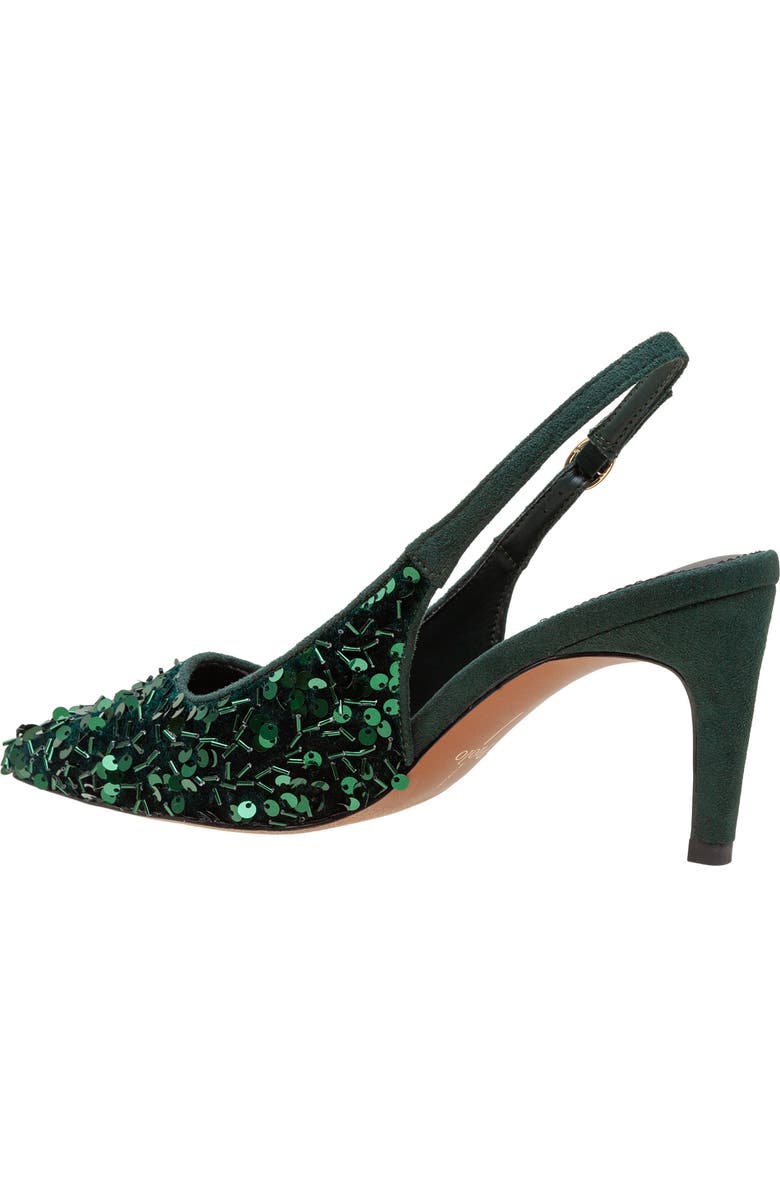Linea Paolo Cosmo Beaded Pointed Toe Slingback Pump, Alternate, color, Green