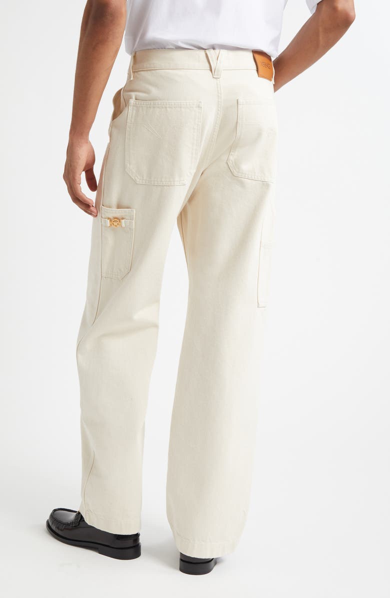 Versace Medusa Biggie Carpenter Jeans, Alternate, color, Ecru