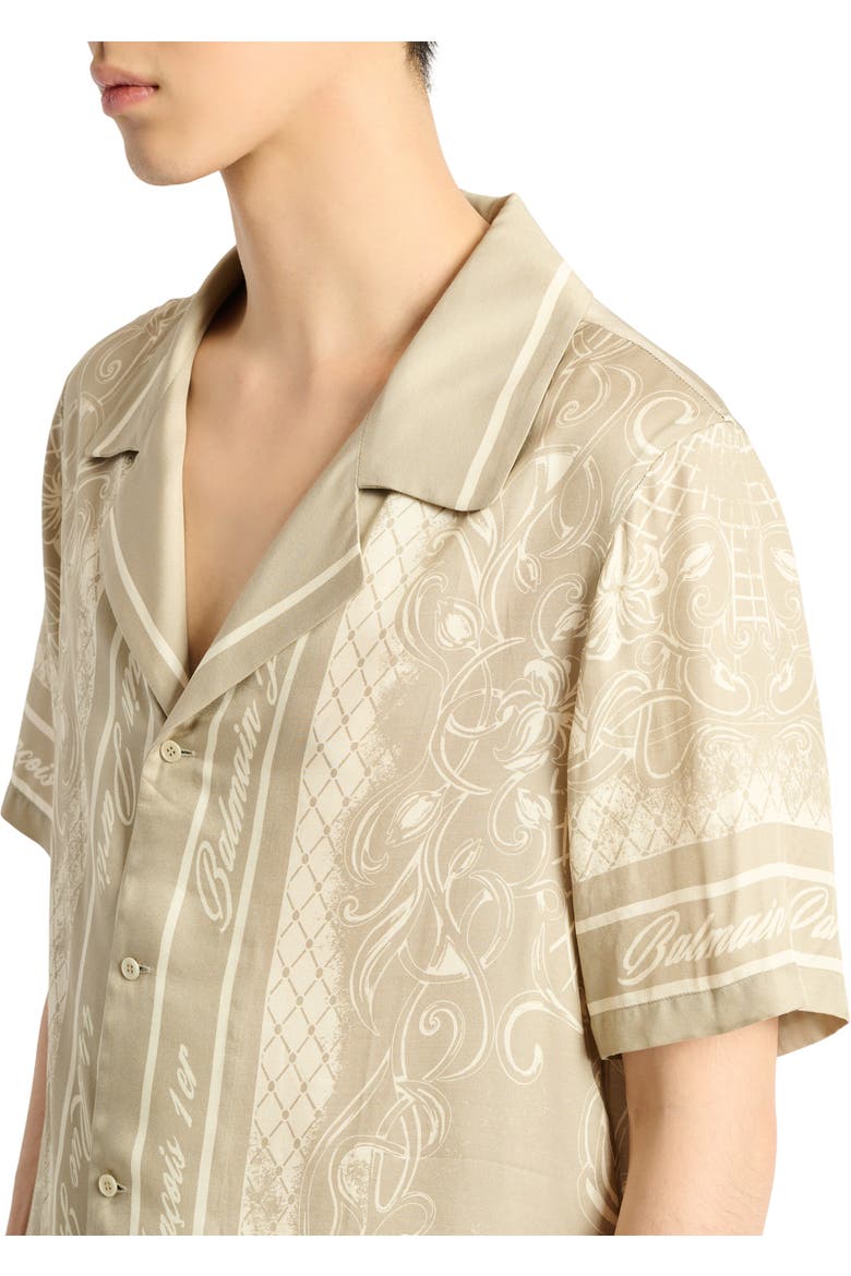 Printed Foulard pyjama shirt, Alternate, color, beige