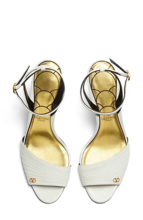 Valentino Ivory Goat Leather Stiletto Sandal With Striped Strap In Ivory