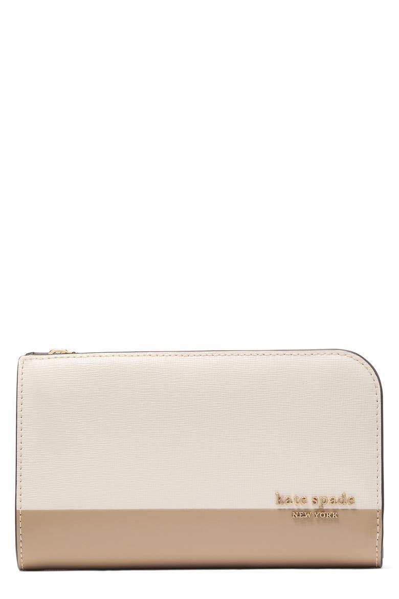 devin colorblock saffiano leather bifold wallet, Main, color, TIMELESS TAUPE MULTI